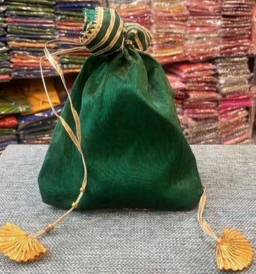 1 Pc Green with Golden Lace Potli