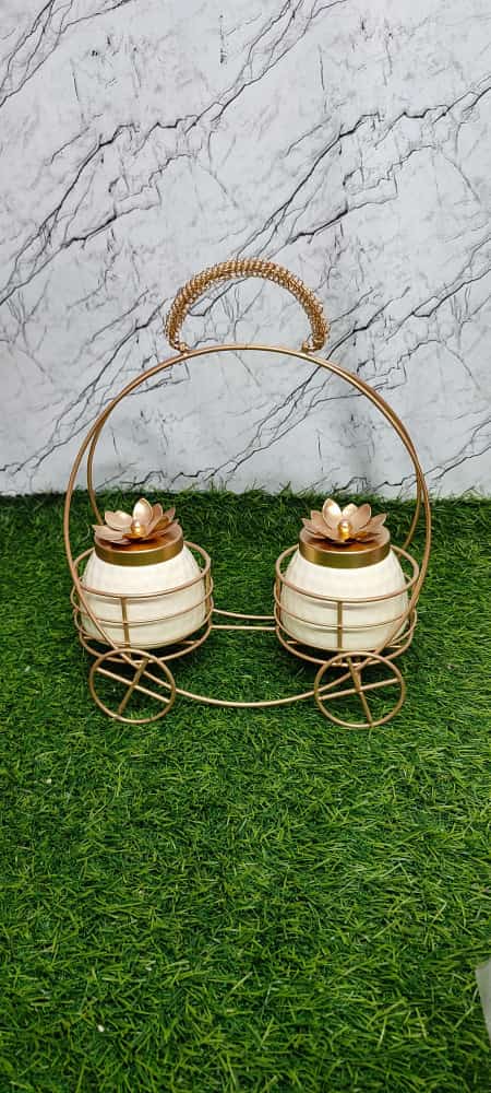 Metal Hamper with Two jar , Dry Fruit Jar set