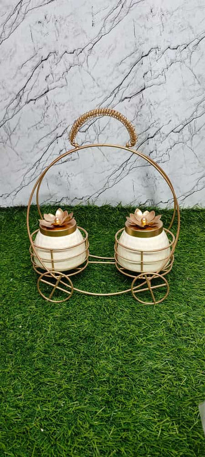 Metal Hamper with Two jar , Dry Fruit Jar set