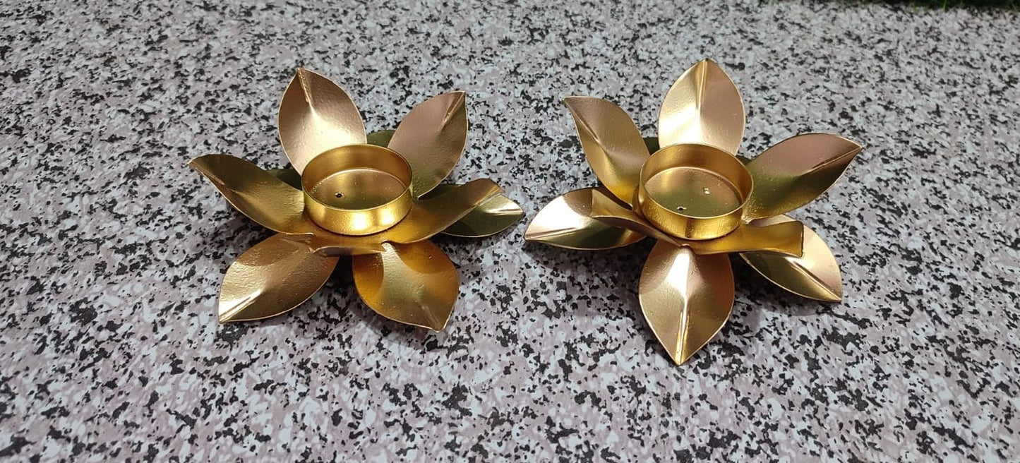 1 Pc Lotus Golden Tea Light Candle Holder