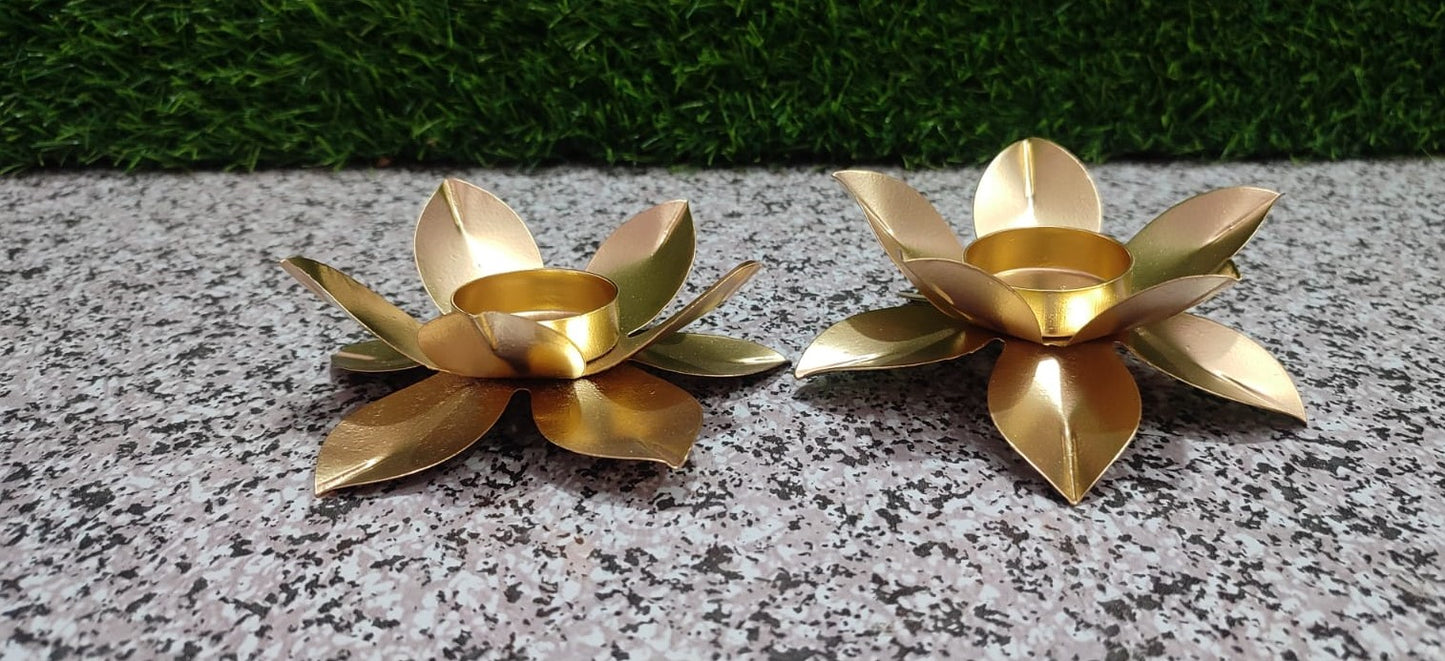 1 Pc Lotus Golden Tea Light Candle Holder