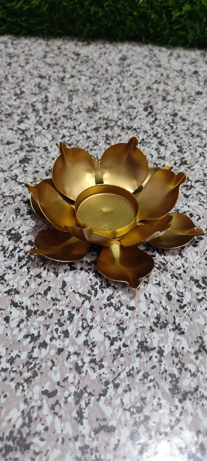 Lotus Golden Tealight Candle Holders