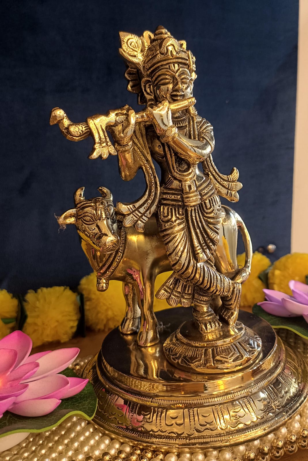 Lord Krishna with Cow Statue