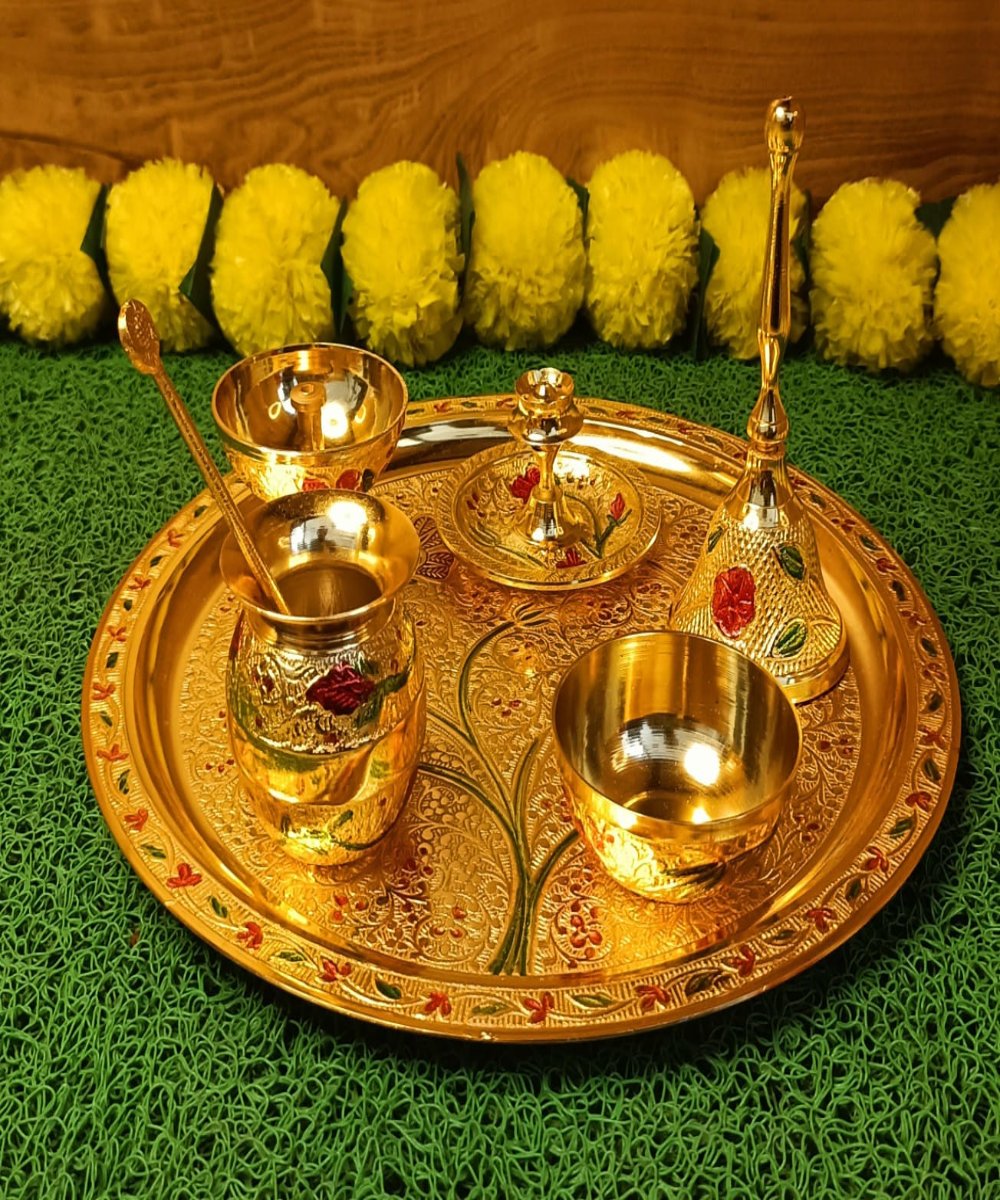 Meenakari Pooja Thali Set