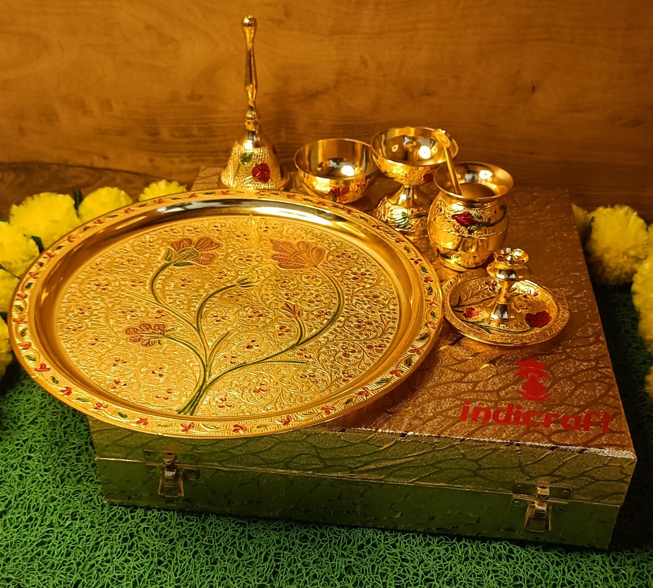 Meenakari Pooja Thali Set