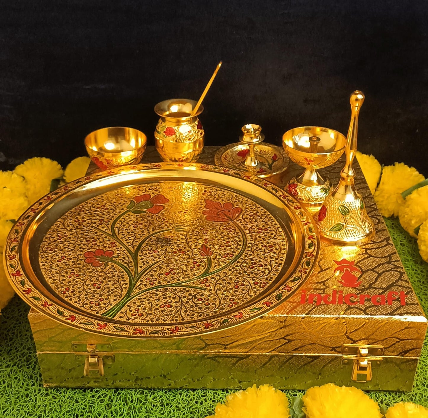 Meenakari Pooja Thali Set