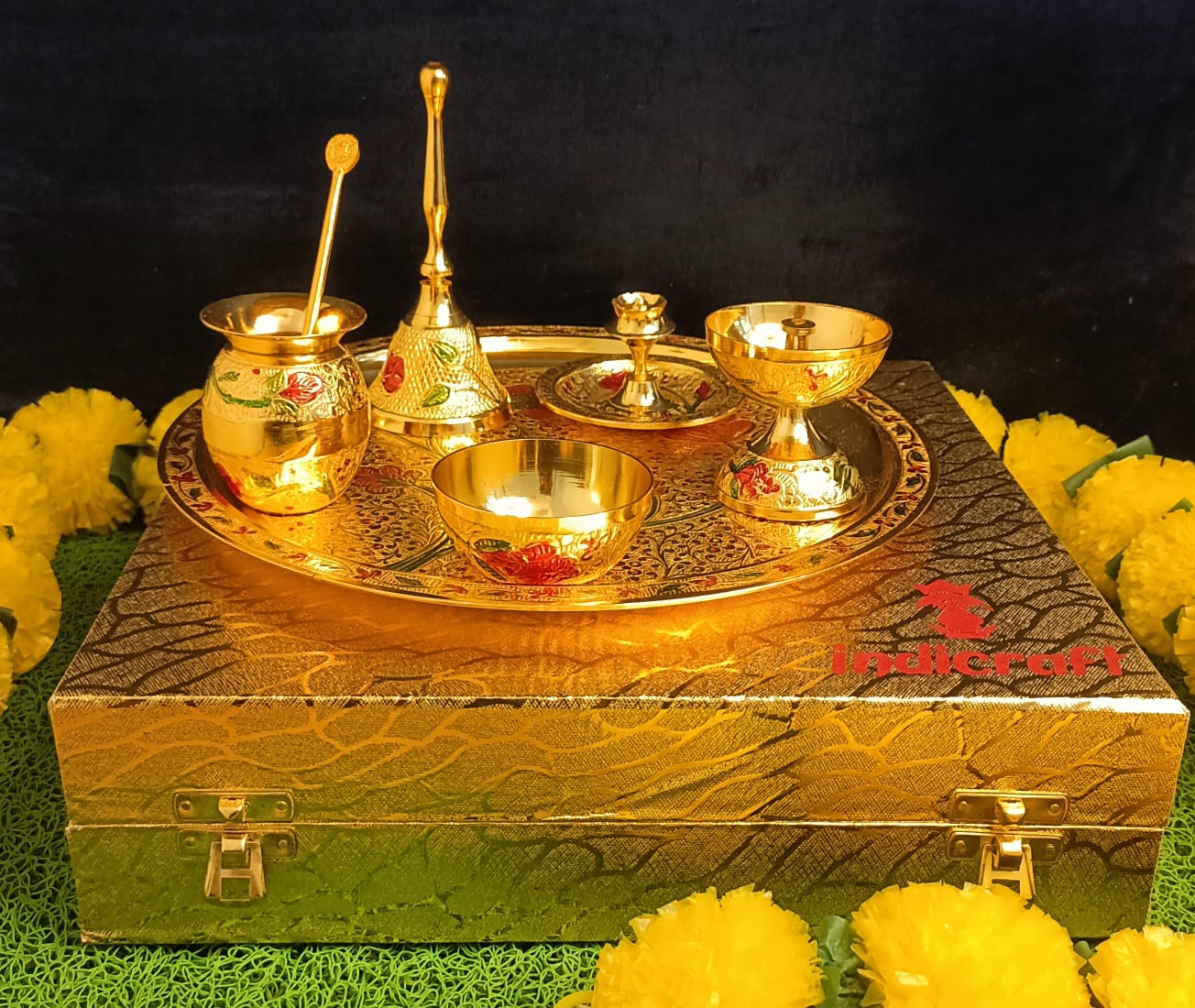 Meenakari Pooja Thali Set