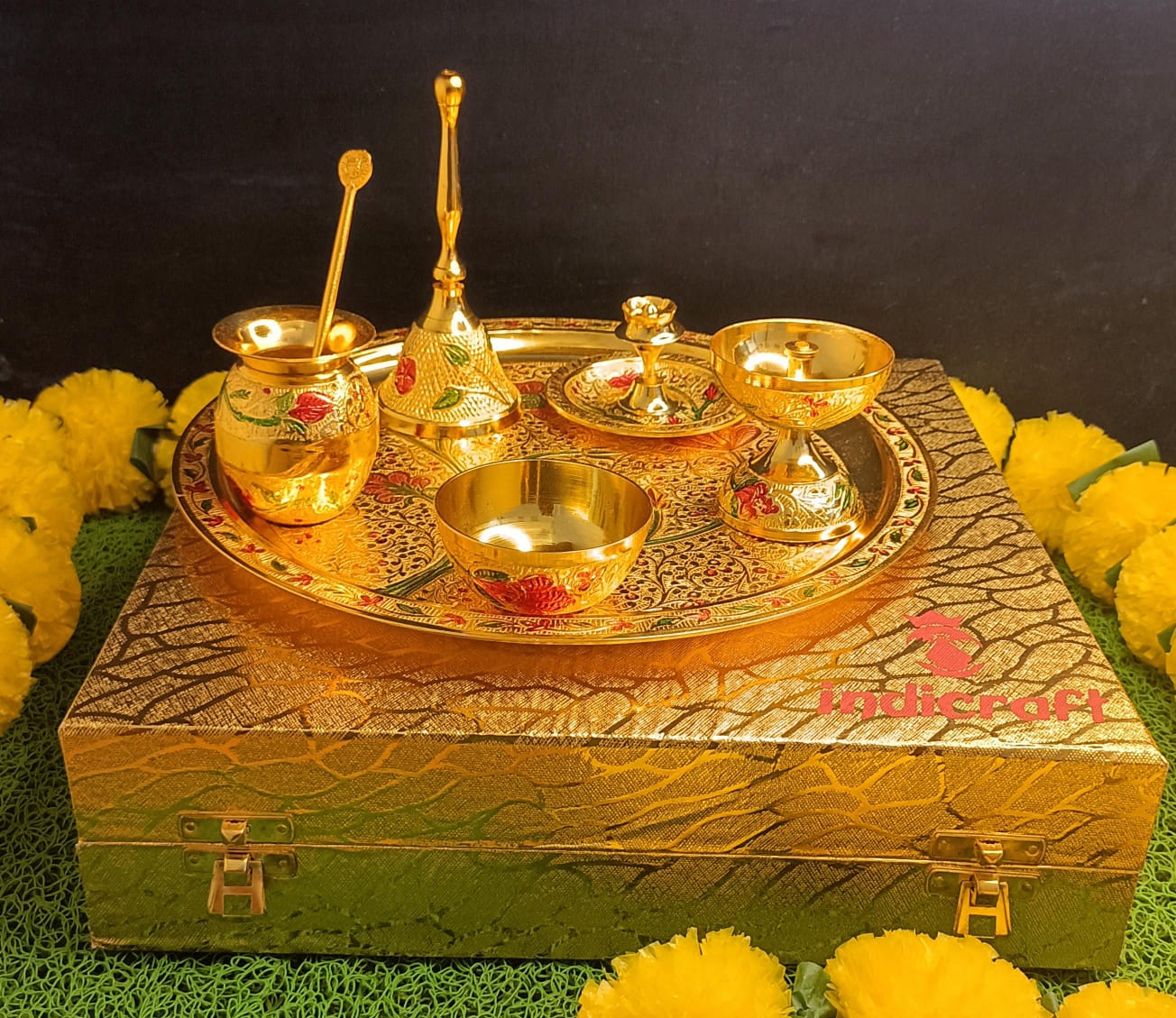 Meenakari Pooja Thali Set