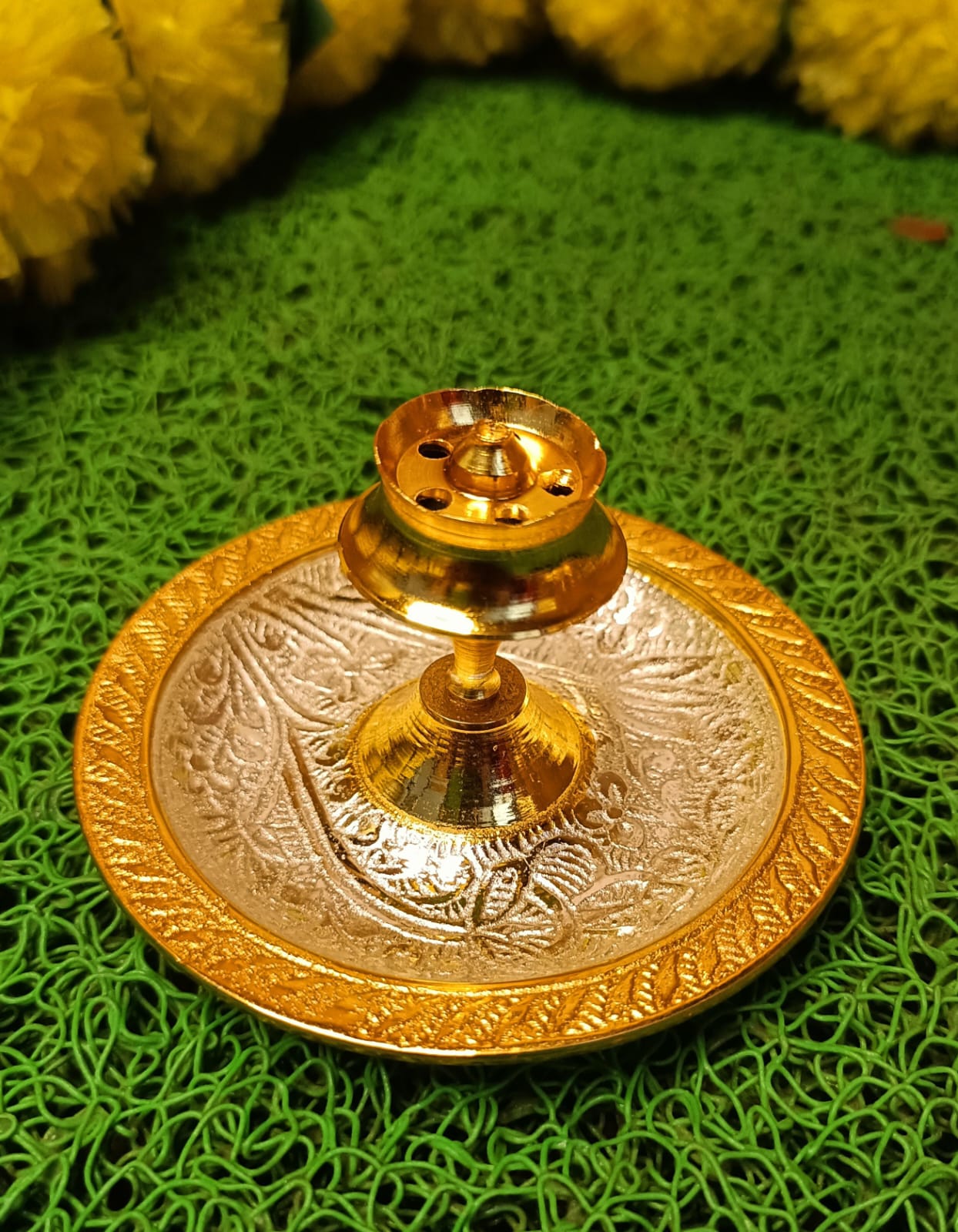 Gold & Silver Meenakari Pooja Thali Set