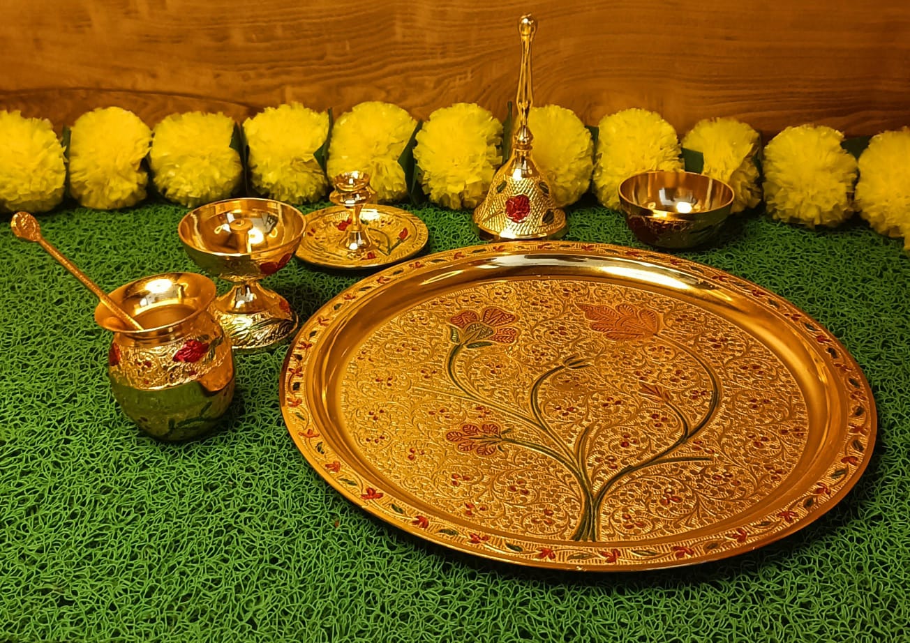 Meenakari Pooja Thali Set