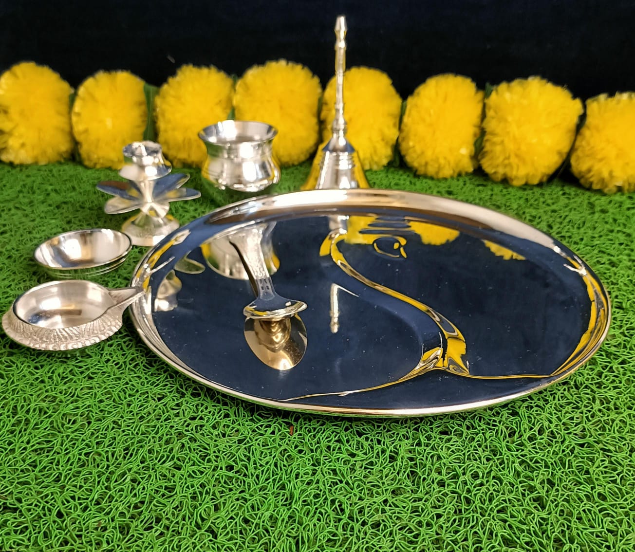 Silver Plated Ganesh Pooja Thali Set