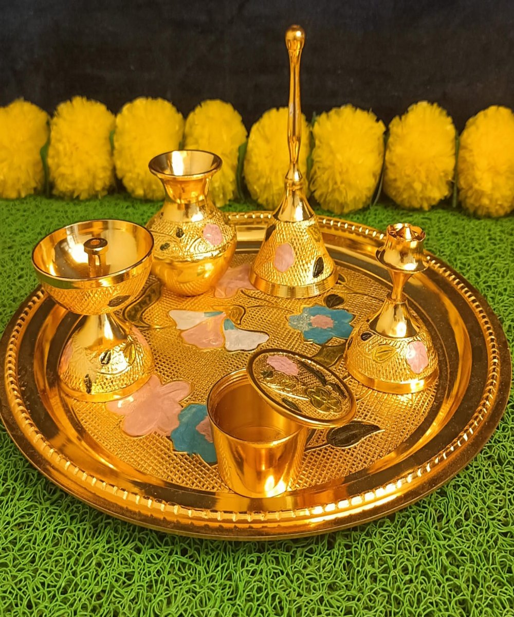 Floral Meenakari Pooja Thali set