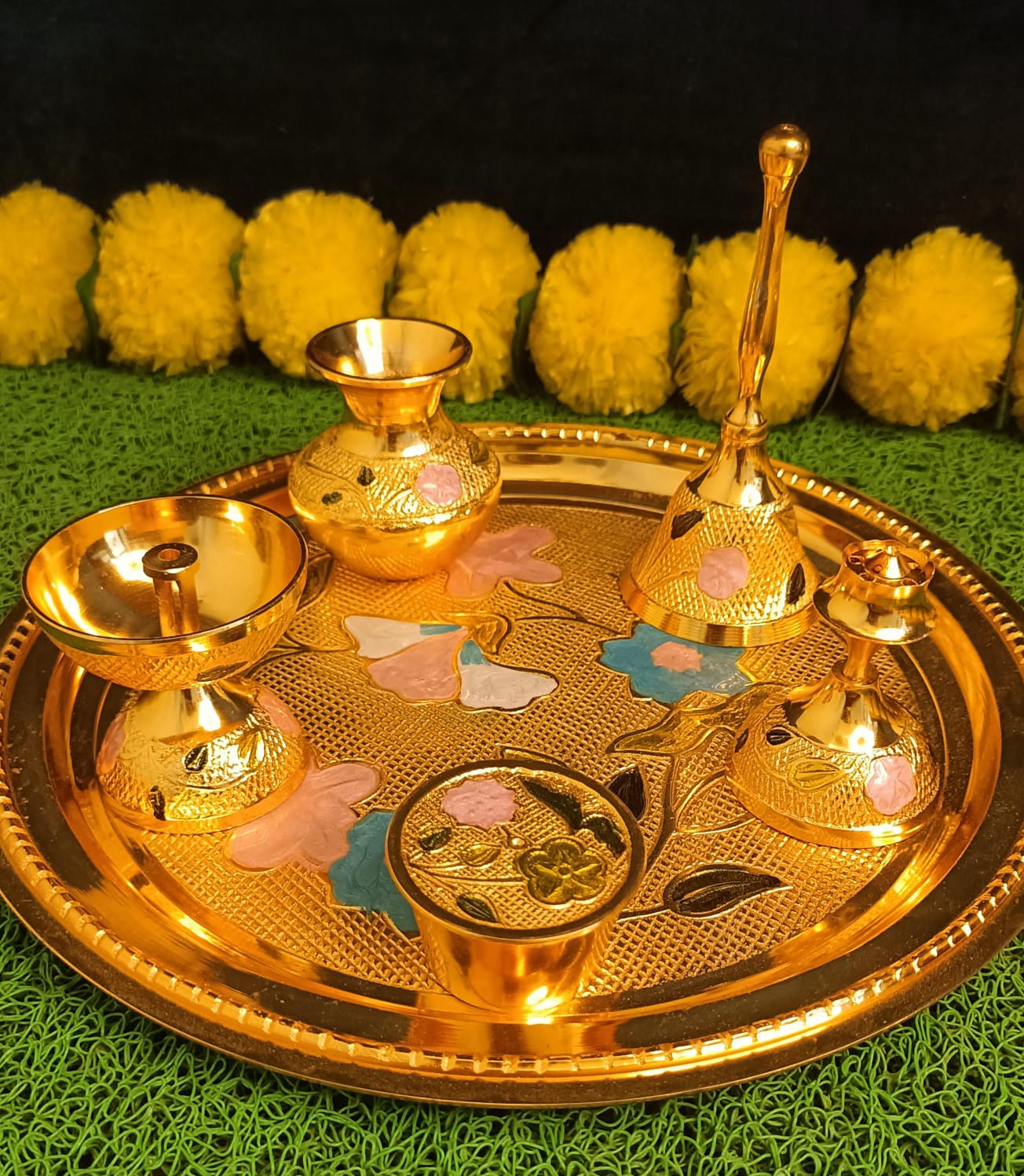 Floral Meenakari Pooja Thali set