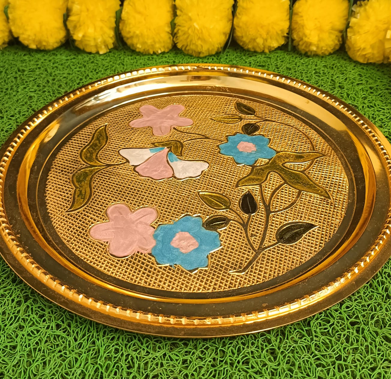 Floral Meenakari Pooja Thali set