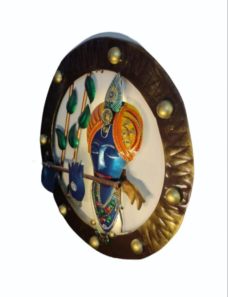 Metal wall art Home Decor Iron Krishna with Flute Wall Hanging