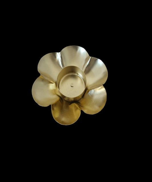 Lotus Golden Tea Light Candle Holders Pair  - Diameter - 9 cm