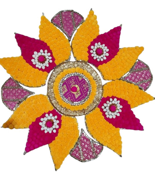 Handmade Pom-Pom Rangoli Mat – Traditional Floor Decoration