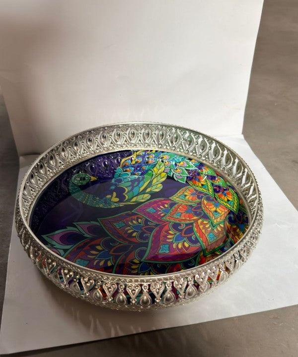 Decorative Serving Tray – Peacock Design