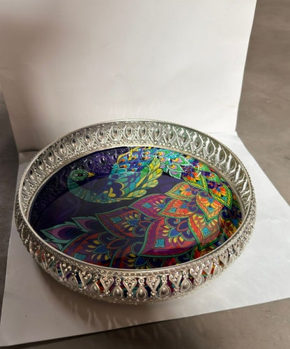 Decorative Serving Tray – Peacock Design