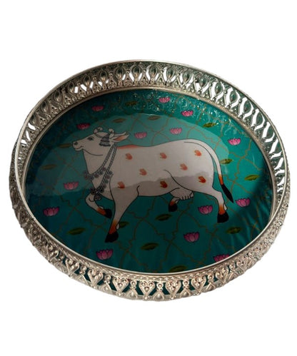 Decorative Serving Tray – Kamdhenu Cow Design