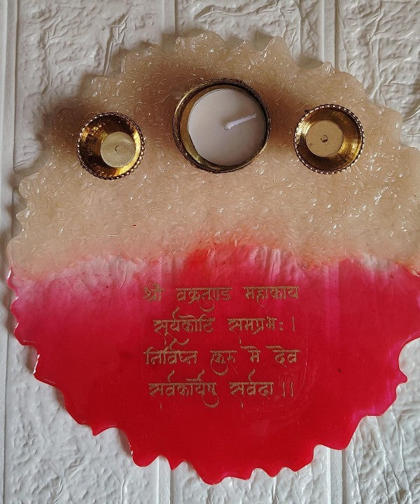 Resin Pooja Thali with Vakratunda Mahakaya Mantra