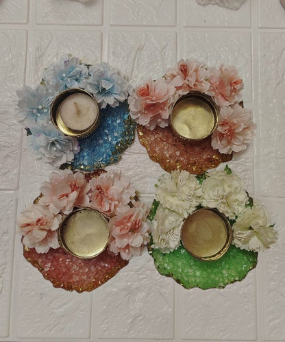 Resin 4 Flower Tea Light Holder