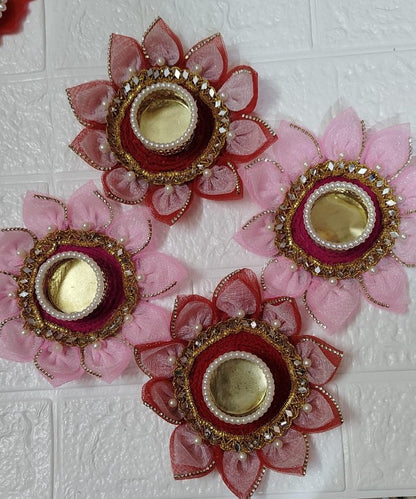 Pink & Red Lotus Flower Tea Light Holder