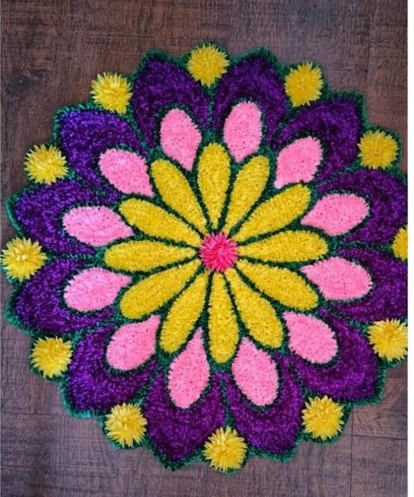 Purple Floral Rangoli Mat