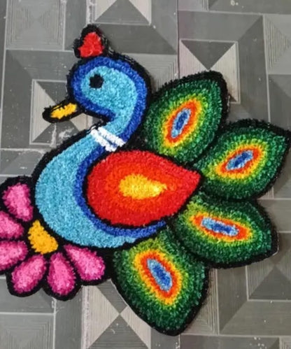 Peacock Rangoli Mat 1 feet