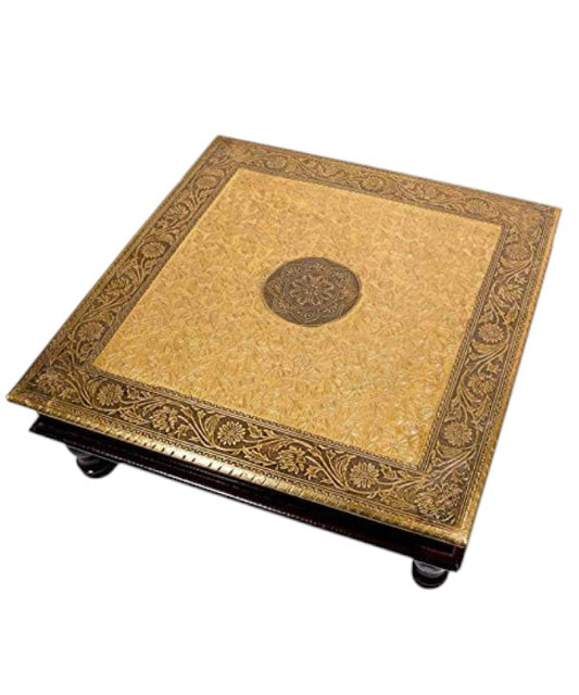 Brass Wooden Chouki 18 inch