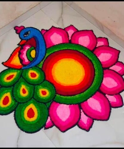 2 Feet Peacock Rangoli Mat