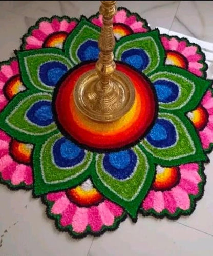 3 Feet Floral Rangoli Mat