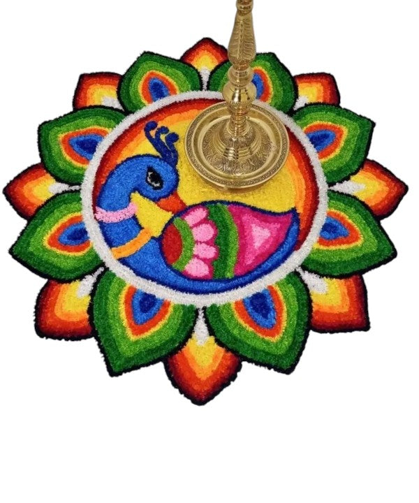3 Feet Peacock Rangoli Mat