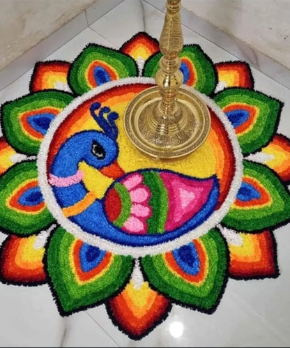 3 Feet Peacock Rangoli Mat