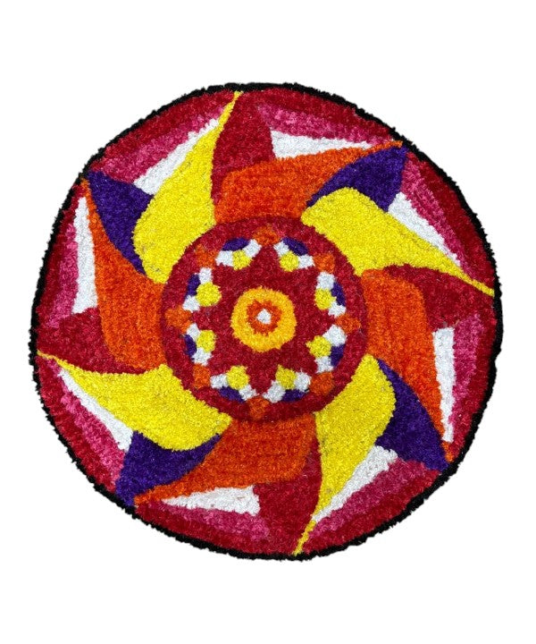 Round Rangoli Mat – 2 Feet | Traditional Decorative Floor Mat