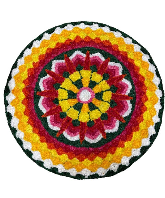 3 Feet Round Floral Rangoli Mat