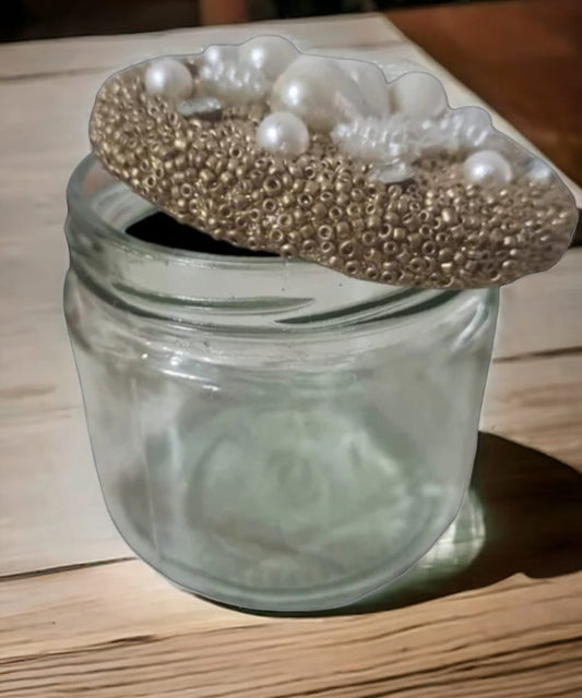 Glass Jar with Golden Pearl Cap