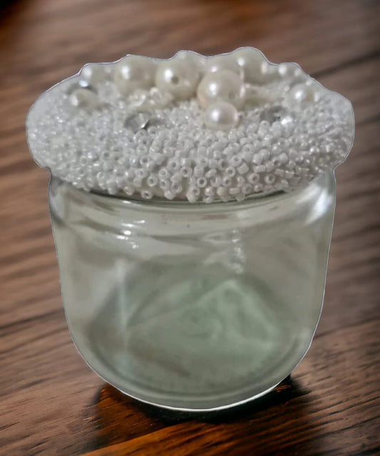 Glass Jar with Pearl Silver Cap(1pc)