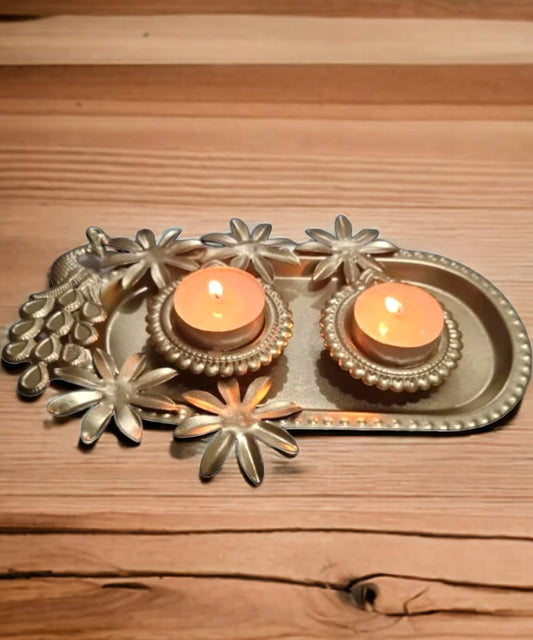 Peacock with Lotus TeaLight Holder