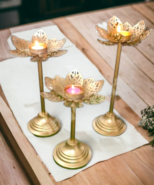 Lotus Tealight Candle Stand (set of 3pc)