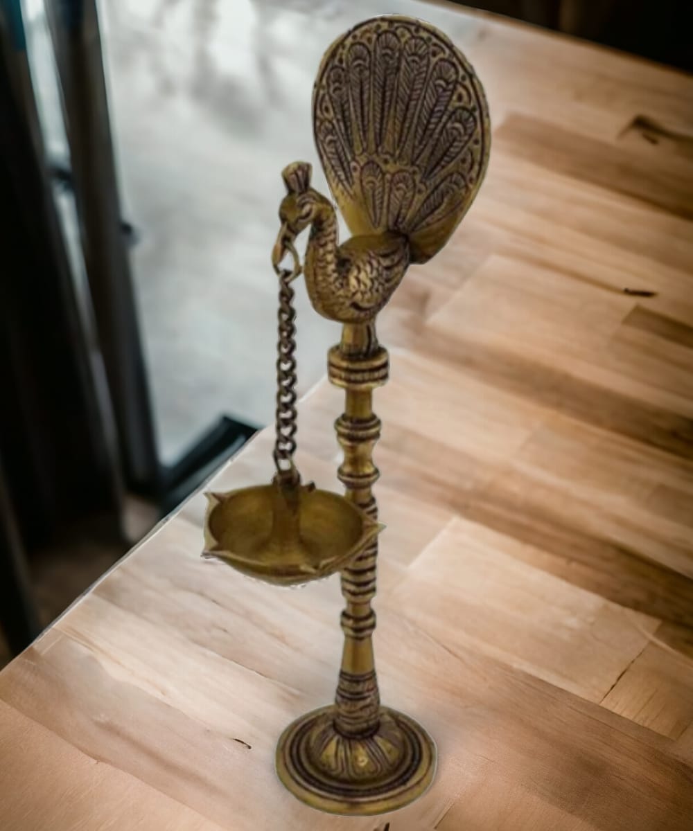 Peacock Diya with Hanging Chain