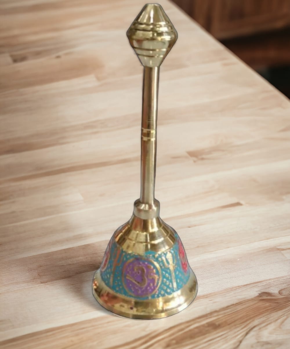 Brass Meenakari Pooja Bell (Medium)