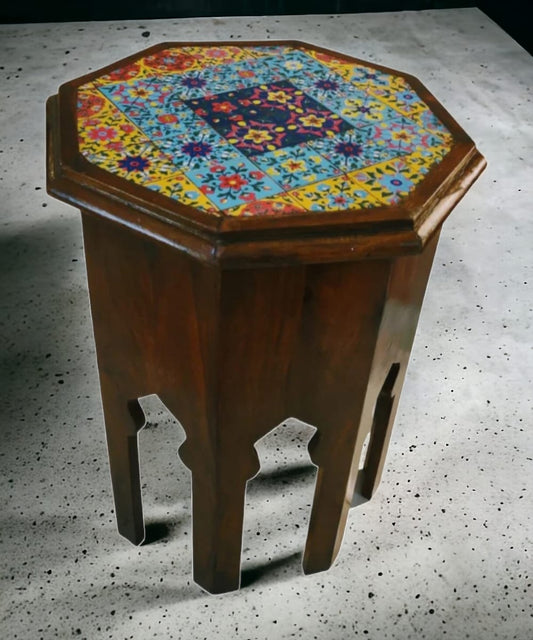 Octagonal Tile Fitted Stool Dark Brown