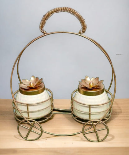 Metal Hamper with Two jar , Dry Fruit Jar set