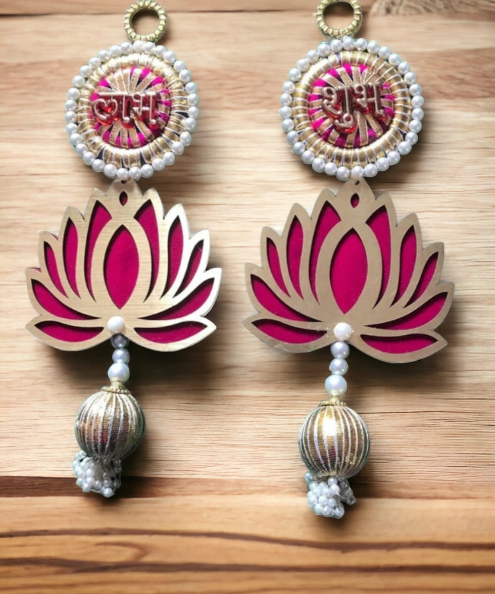 Shubh Labh  With Lotus hanging pair