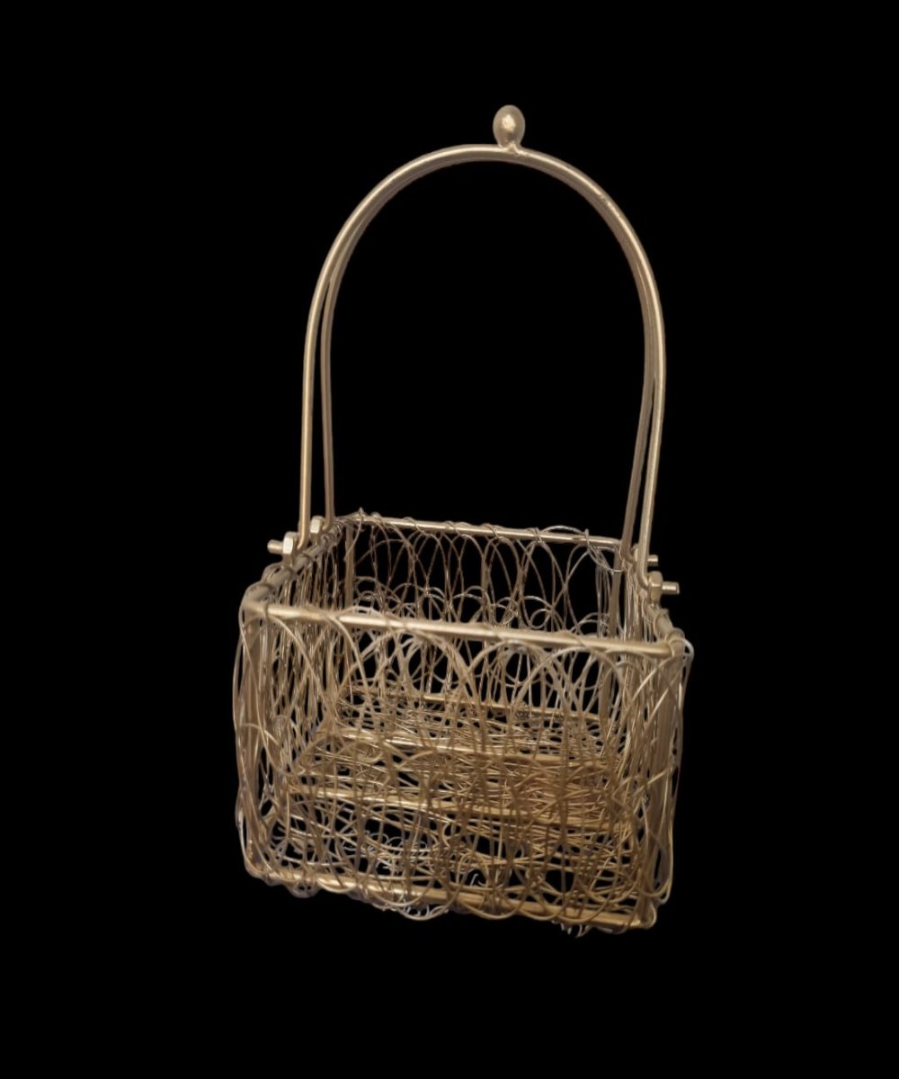 Metal Mesh Square Shape Gift Basket