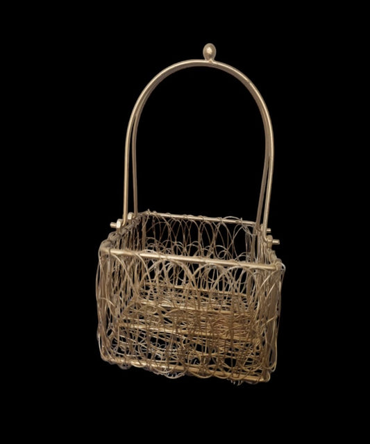 Metal Mesh Square Shape Gift Basket