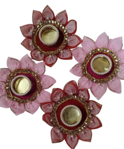 Pink & Red Lotus Flower Tea Light Holder