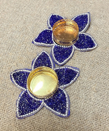 Flower Beaded Tealight Holder Pair