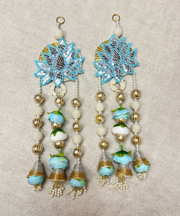 Blue Lotus Pearl Wall Hanging Pair